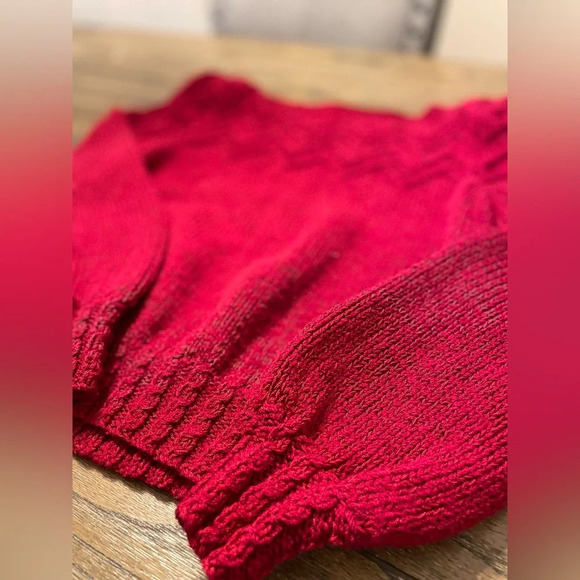 Vintage 80s Sheila Raymond Red Wool Blend Boat Neck Sweater Size L Retro Classy - Picture 10 of 11